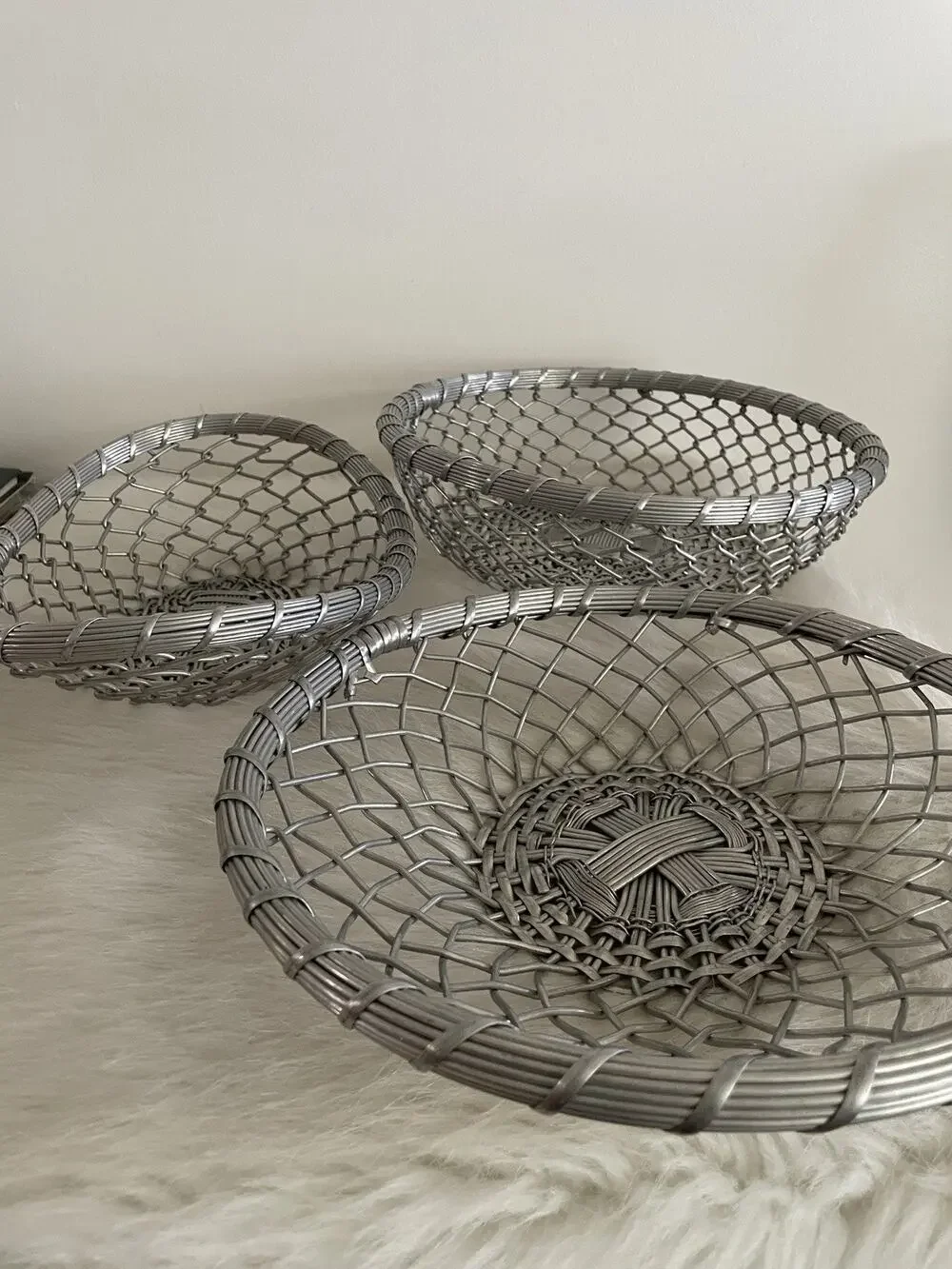 Vintage Aluminum Basket Trio Kmart Set Of Three Silver Tone Home Decor